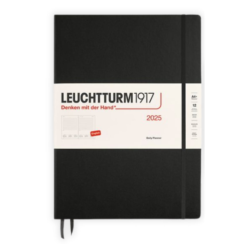 Leuchtturm Daily Hardcover Planner 2025, Daily A4+, Black Paper and